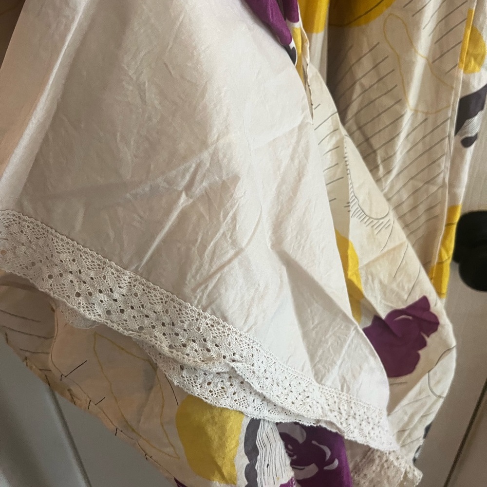 Moulinette Soeurs Anthropologie Cream Maxi Dress with Yellow Purple Floral Print - Picture 11 of 12